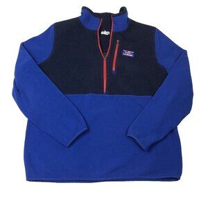 LL Bean Womens Polartec Sherpa Microfleece 1/2 Zip Long Sleeve Blue Pullover XL
